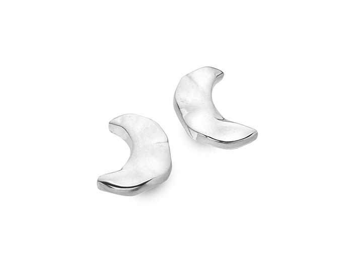 Silver Earrings - Moon Studs
