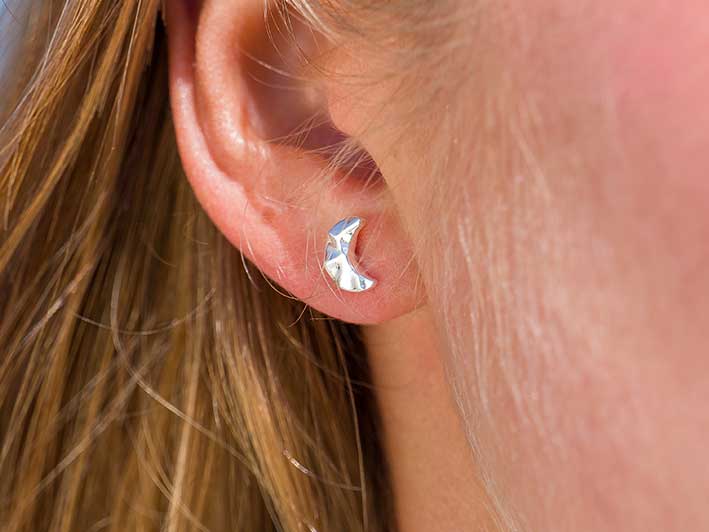 Silver Earrings - Moon Studs