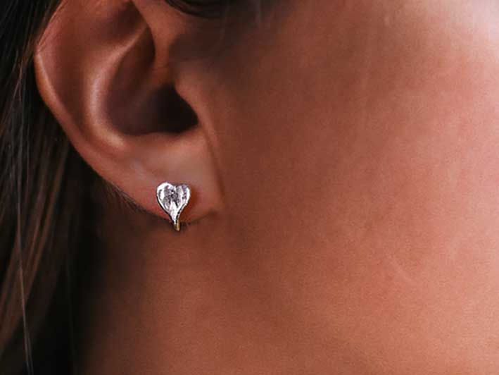 Silver Earrings - Organic Heart Studs