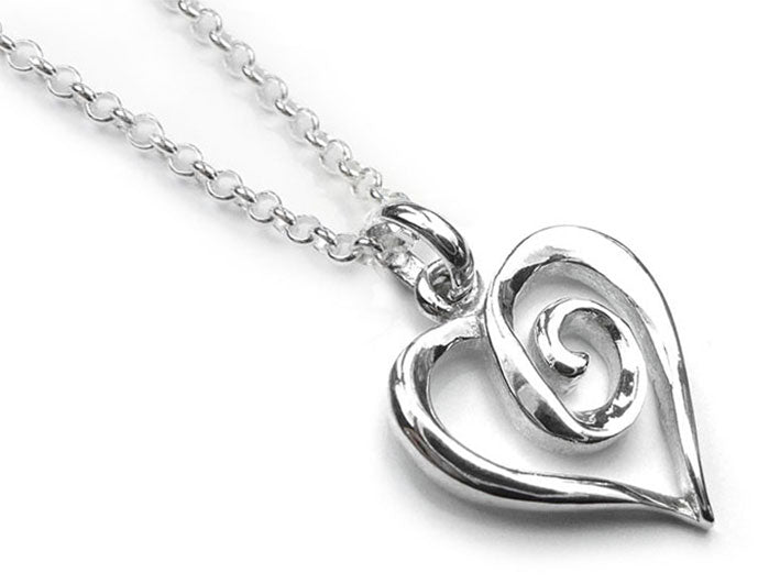 Silver Pendant - Heart Swirl