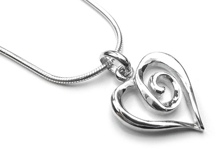 Silver Pendant - Heart Swirl