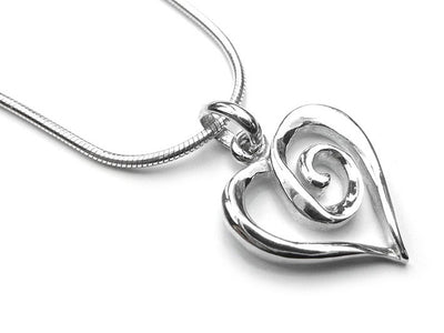 Silver Pendant - Heart Swirl