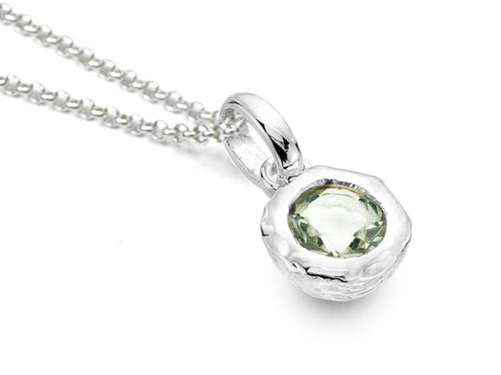 Silver Pendant - Pale Green Quartz