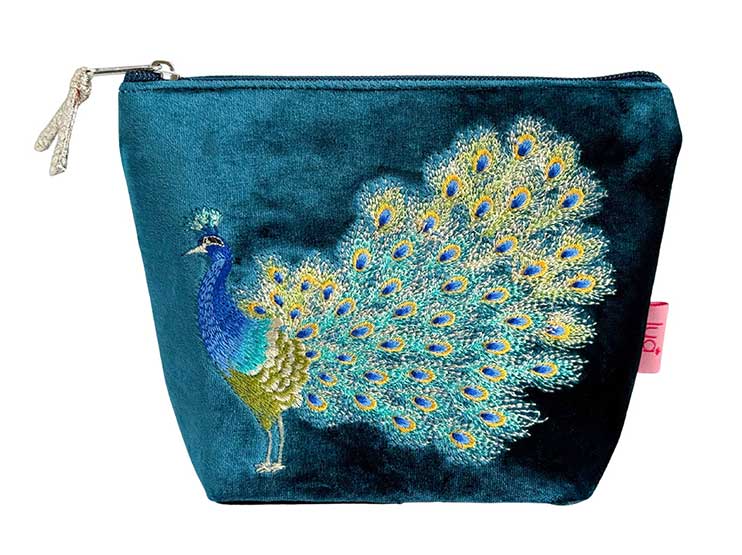 Velvet Cosmetic Purse - Peacock