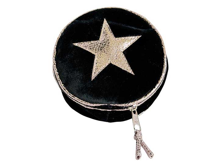 Velvet Jewellery Pouch - Black Star