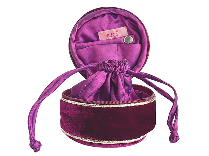 Velvet Jewellery Pouch - Burgundy Star