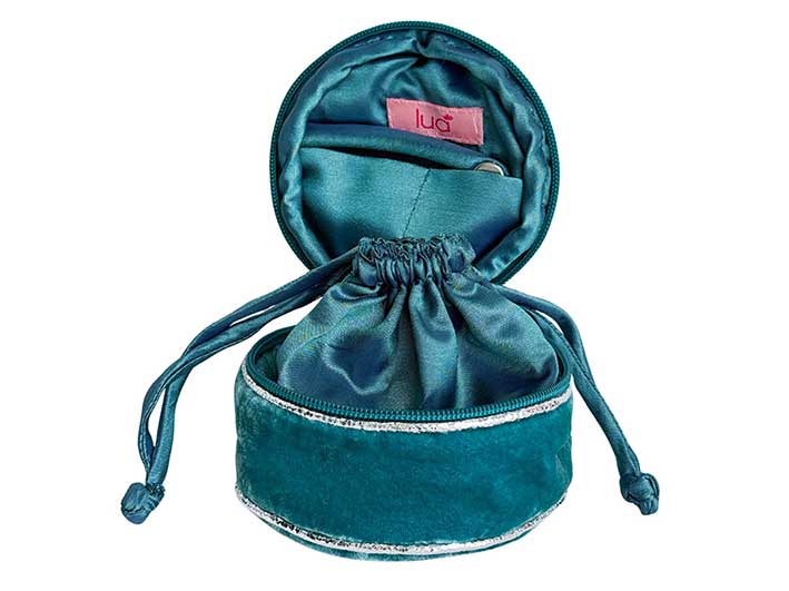 Velvet Jewellery Pouch - Teal Star