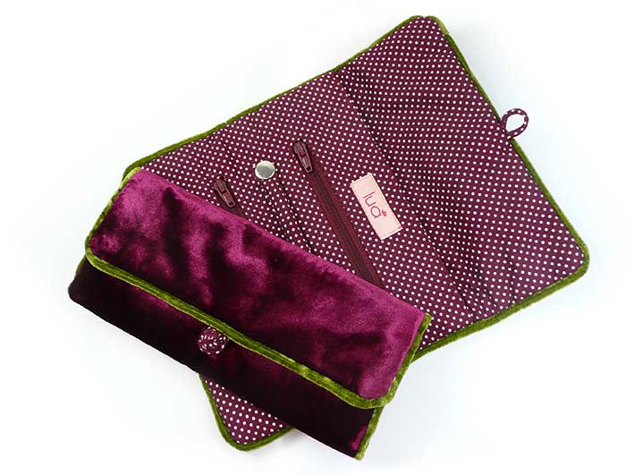 Velvet Jewellery Roll - Burgundy