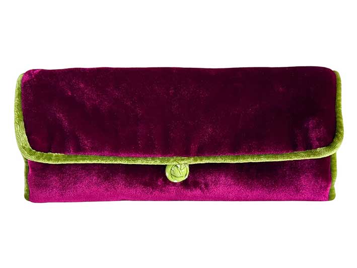 Velvet Jewellery Roll - Burgundy