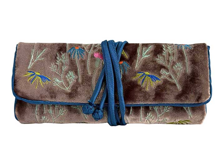 Velvet Jewellery Roll - Meadow