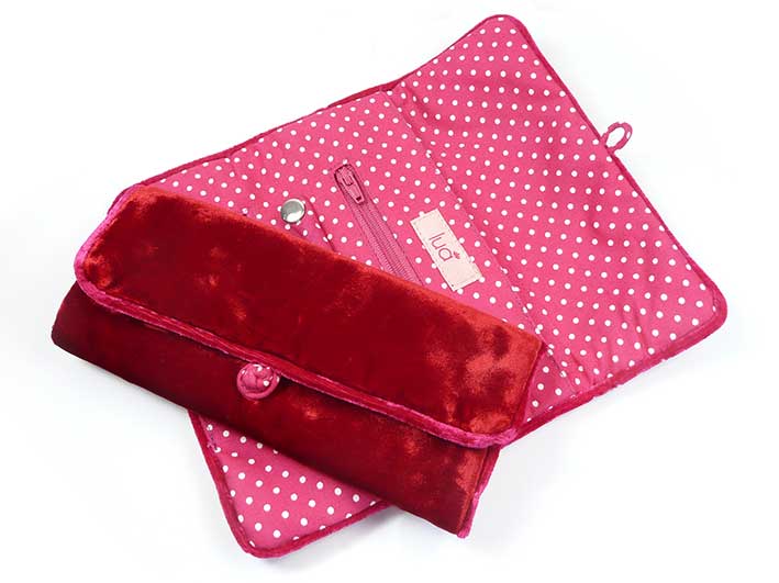 Velvet Jewellery Roll - Red