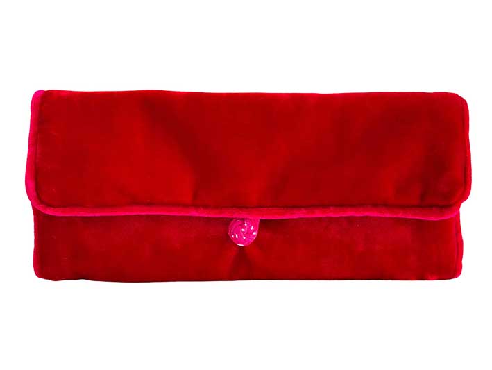 Velvet Jewellery Roll - Red
