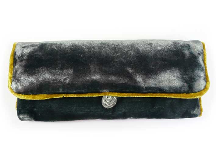 Velvet Jewellery Roll - Steel Blue