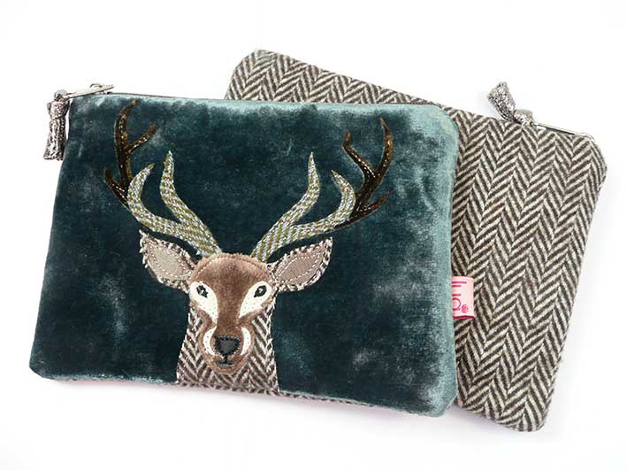 Velvet Purse - Stag Teal Medium