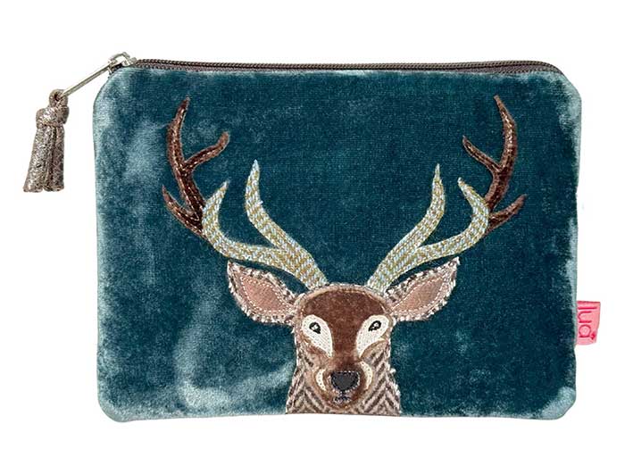 Velvet Purse - Stag Teal Medium