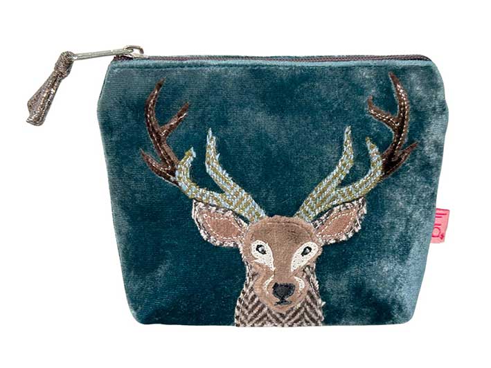 Velvet Purse - Stag Teal Small