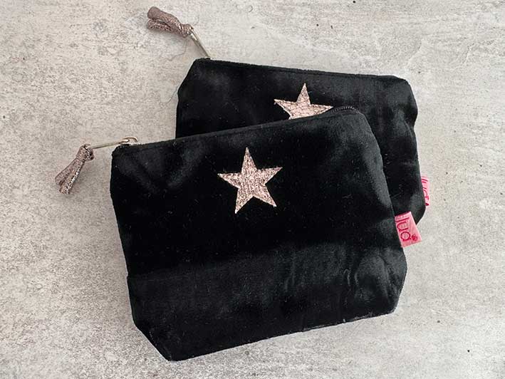 Velvet Purse - Star Black Small