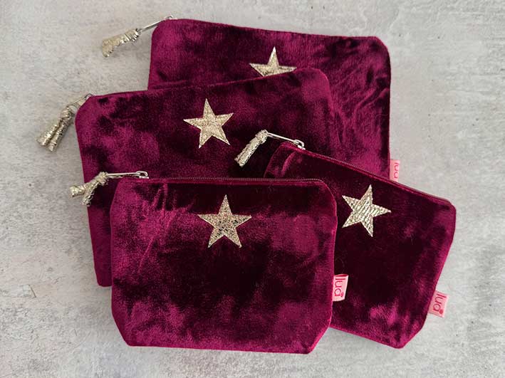 Velvet Purse - Star Burgundy Medium