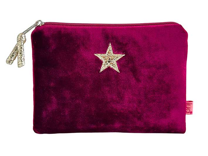 Velvet Purse - Star Burgundy Medium