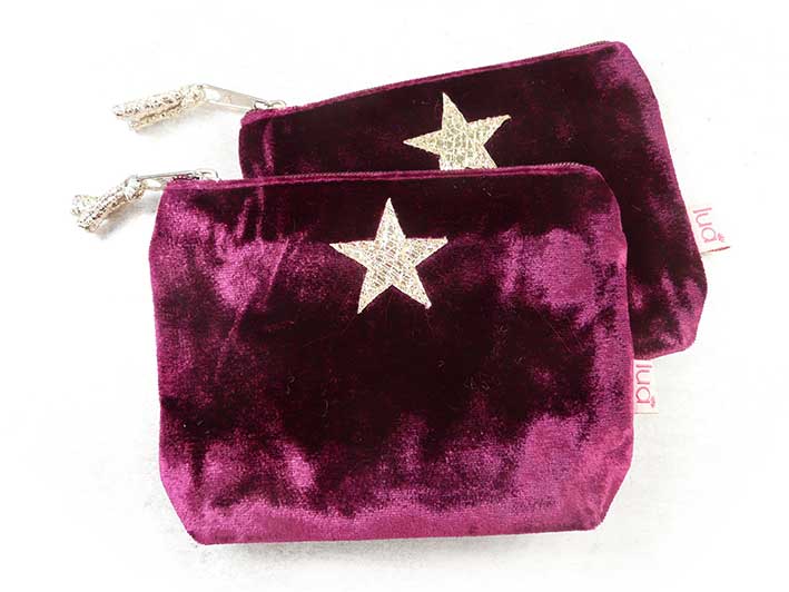Velvet Purse - Star Burgundy Small
