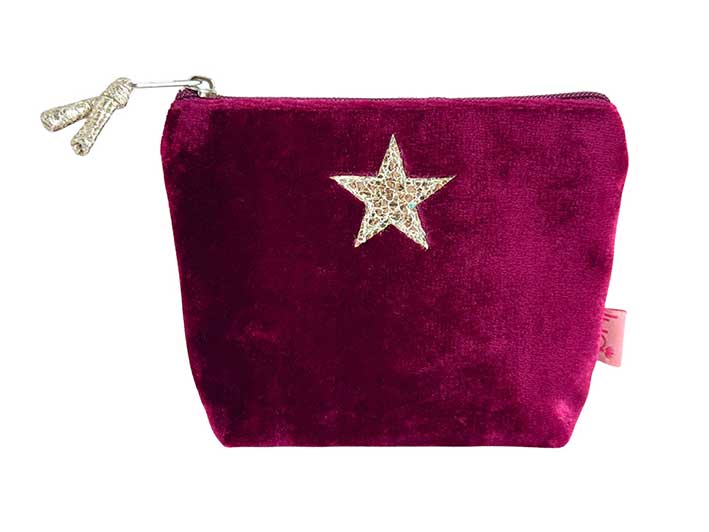 Velvet Purse - Star Burgundy Small