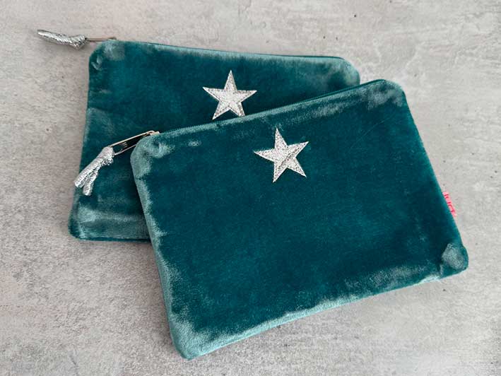 Velvet Purse - Star Teal Medium