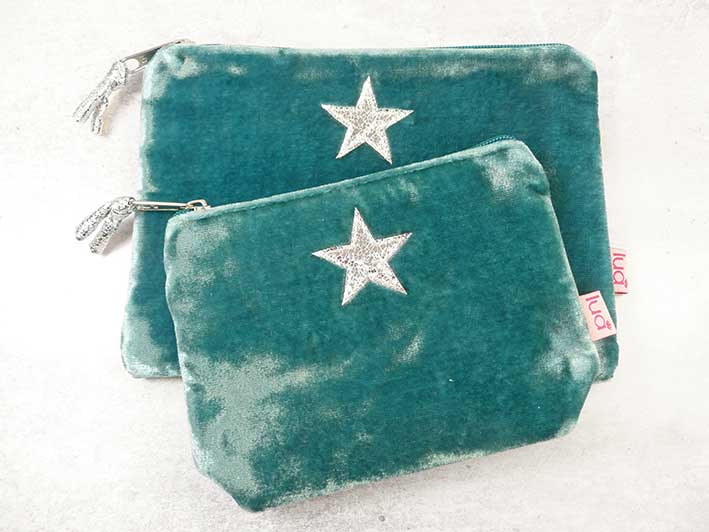 Velvet Purse - Star Teal Small
