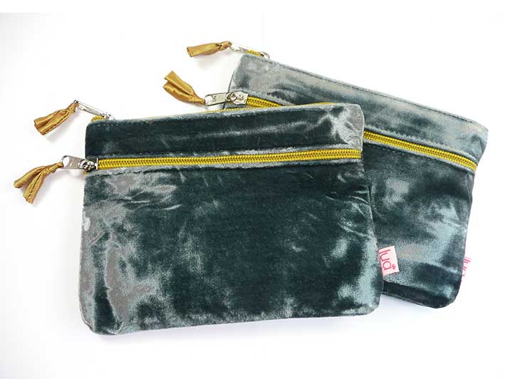 Velvet Purse - Steel Blue Medium