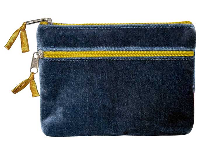 Velvet Purse - Steel Blue Medium