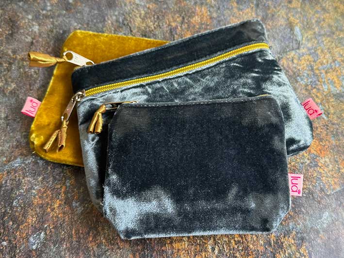 Velvet Purse - Steel Blue Medium