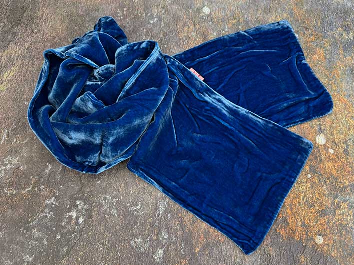 Velvet Scarf - Cerulean Blue
