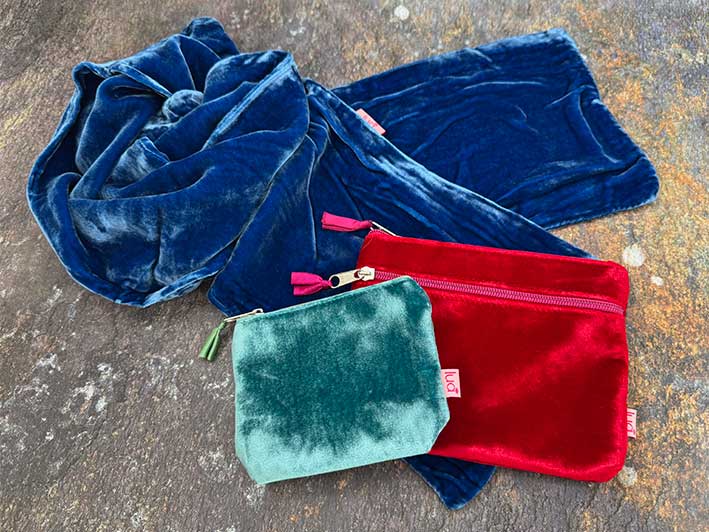 Velvet Scarf - Cerulean Blue