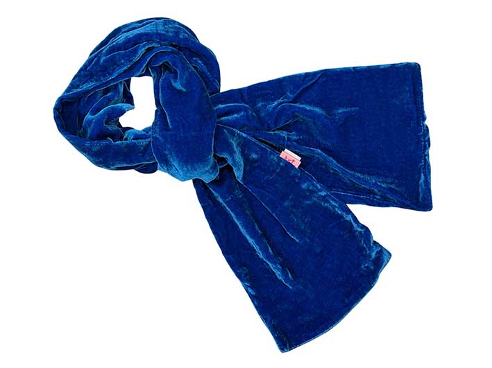 Velvet Scarf - Cerulean Blue