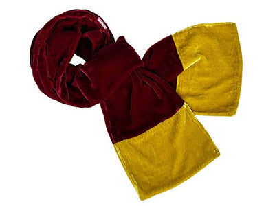 Velvet Scarf - Dark Red and Mustard