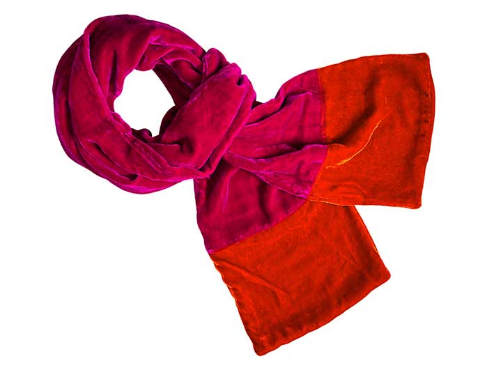 Velvet Scarf - Magenta and Orange