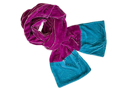 Velvet Scarf - Magenta and Teal