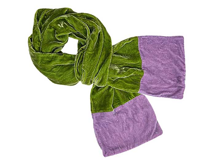 Velvet Scarf - Olive and Lilac