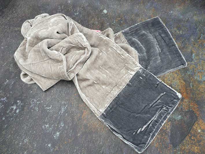 Velvet Scarf - Pale Mink and Charcoal