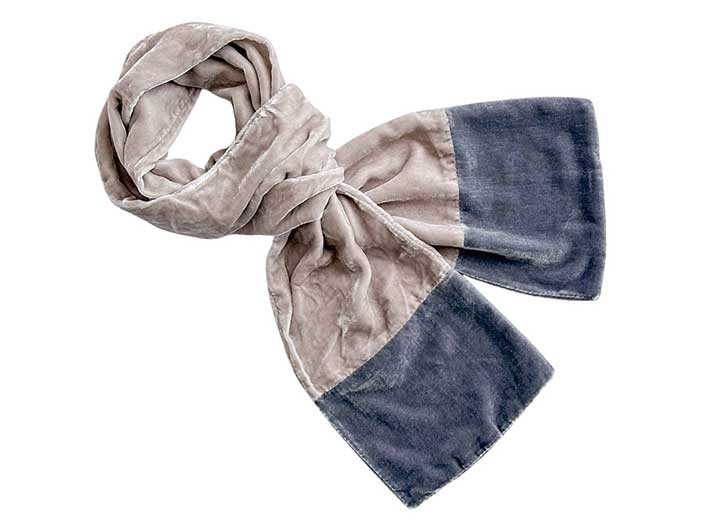Velvet Scarf - Pale Mink and Charcoal