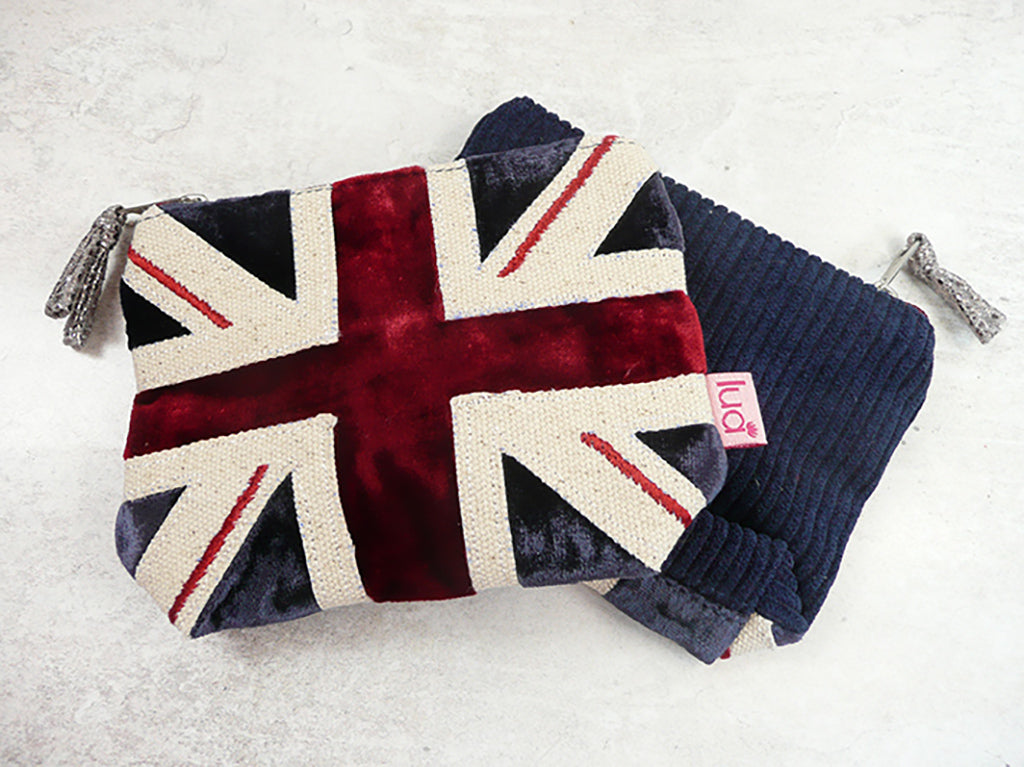 Velvet and corduroy Union Jack purse