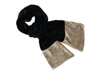 Velvet Scarf - Black and Mushroom