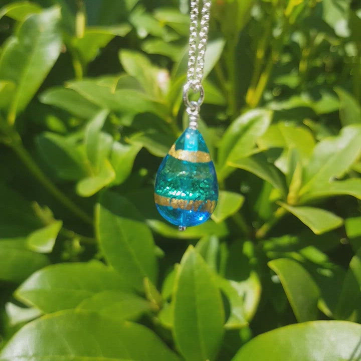 Murano Glass Pendant - Turquoise Blue Drop