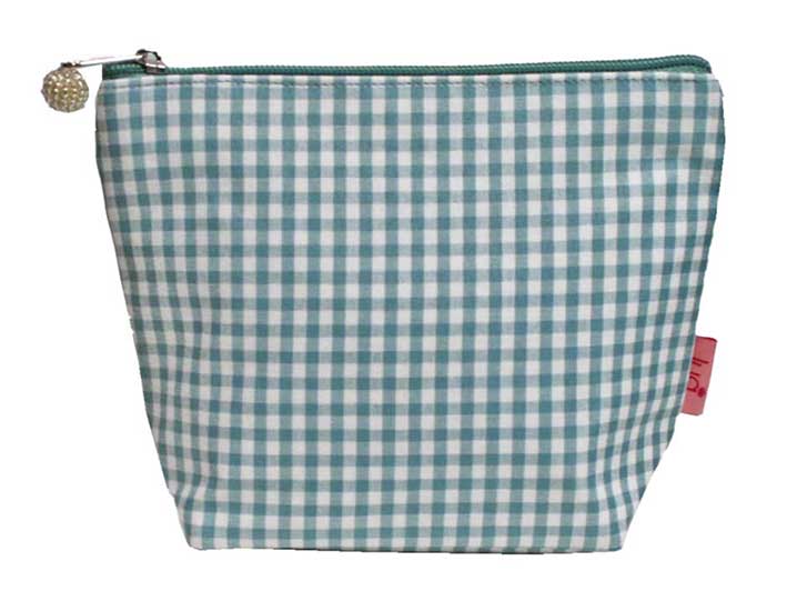 Cosmetic Bag - Duck Egg Gingham