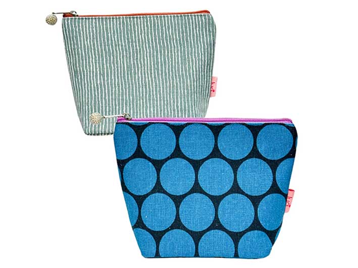 Cosmetic Bag - Navy and Blue Spot