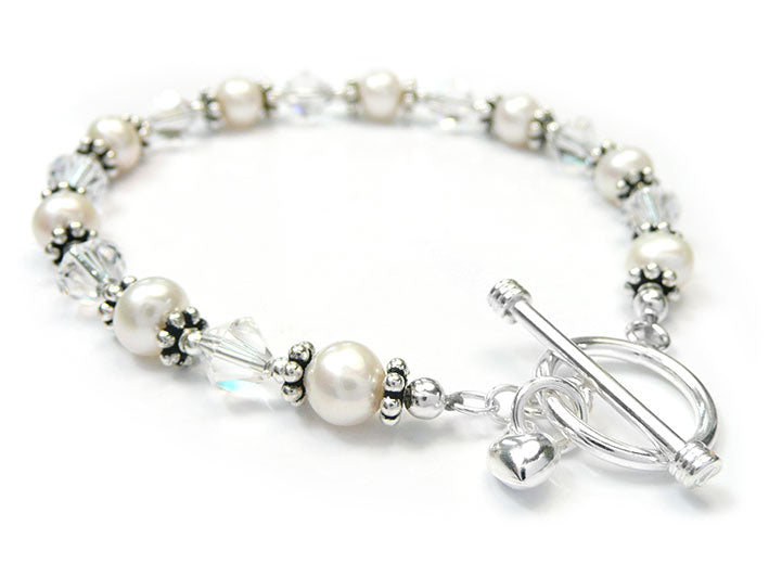 Freshwater Pearl and Swarovski Crystal Bracelet - Mia