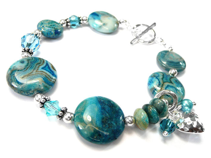Gemstone Bracelet - Larimar Blue Crazy Lace Agate