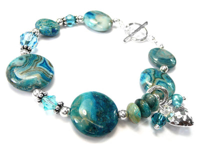 Gemstone Bracelet - Larimar Blue Crazy Lace Agate