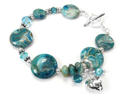 Gemstone Bracelet - Larimar Blue Crazy Lace Agate