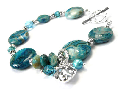 Gemstone Bracelet - Larimar Blue Crazy Lace Agate