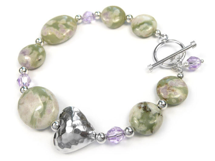 Gemstone Bracelet - Peace Jade and Crystal
